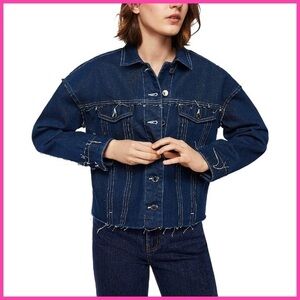 MNG Mango Button Down Blue Denim Jeans Jacket